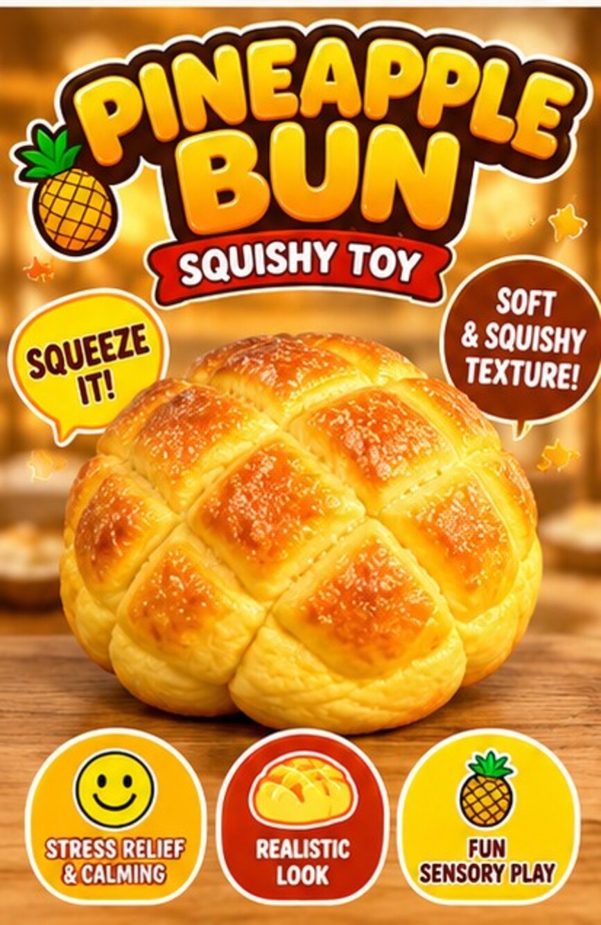 Pineapple Bun Squishy Toy Soft and Crunchy, Scented Stress Relief Sensory Play